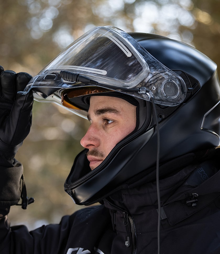 The CKX Contact helmet offers a large view with its oversized opening